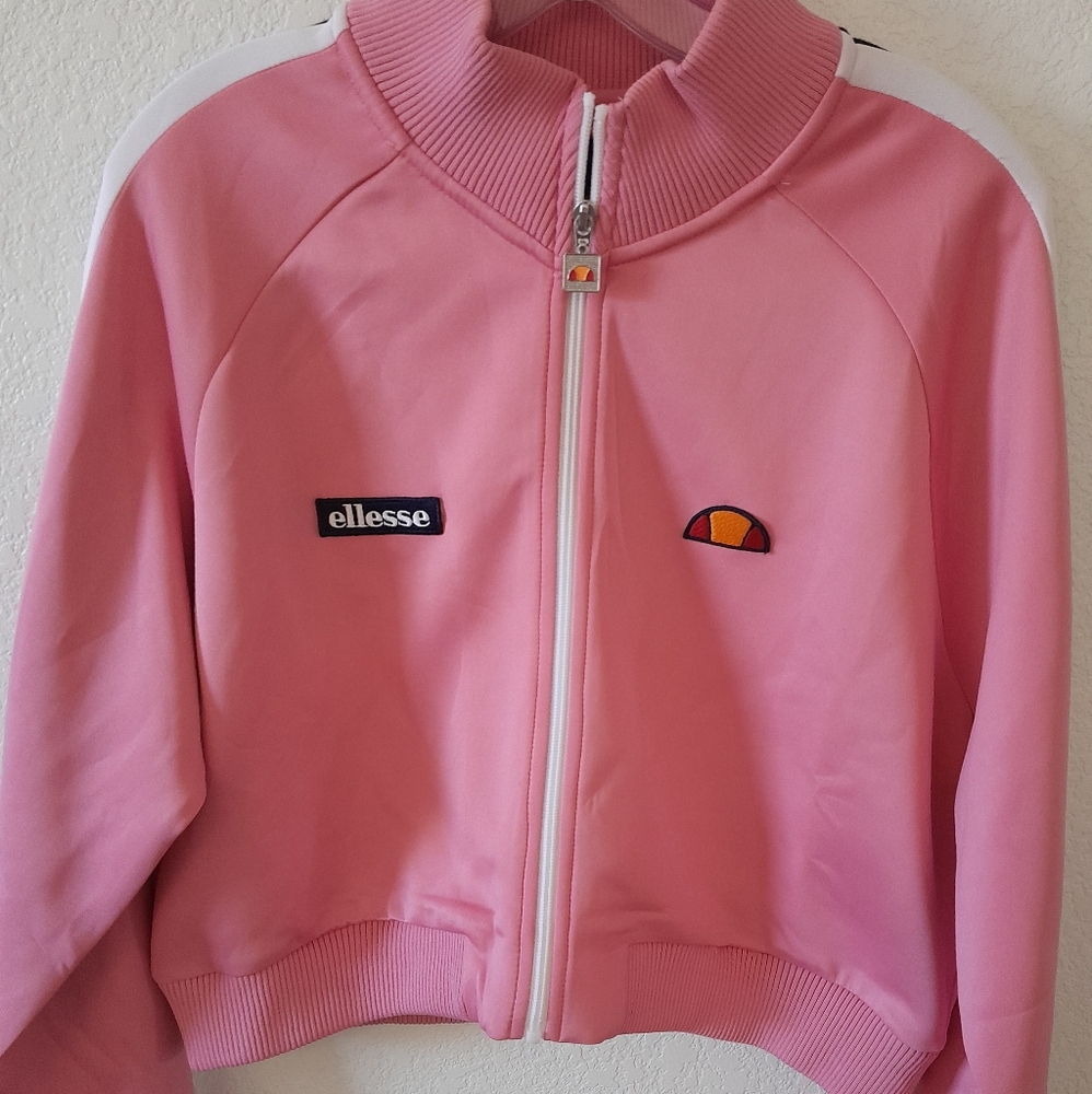Ellesse Pink Zip-Up Crop Jacket Waist Length